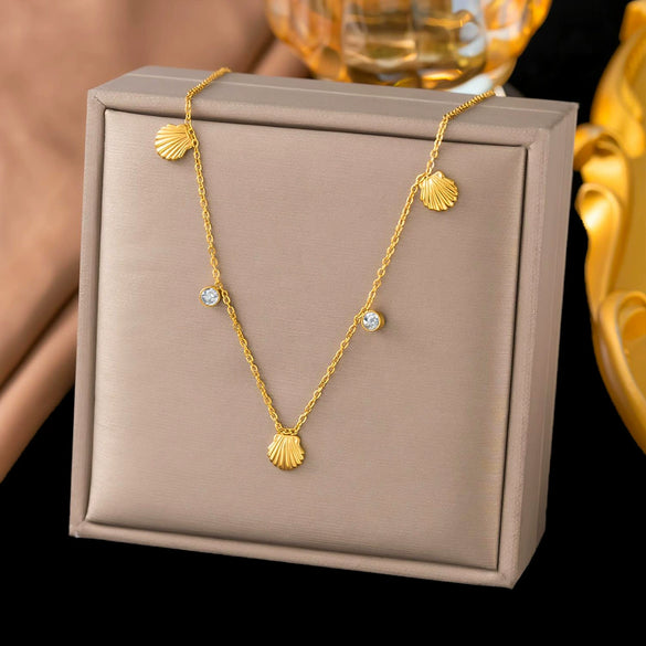 Wholesale Women's Geometric Titanium Steel 18K Real Gold Plated Flash O Chain Clavicle Chain Jewelry Light Luxury Minimalist Accessory