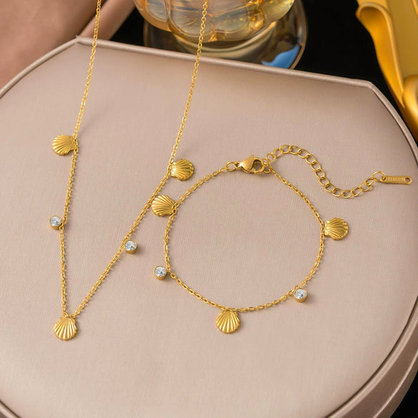 Wholesale Women's Geometric Titanium Steel 18K Real Gold Plated Flash O Chain Clavicle Chain Jewelry Light Luxury Minimalist Accessory