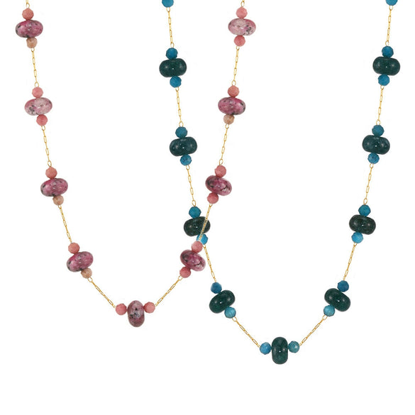 Wholesale Women's Geometric Tourmaline Stainless Steel 18K Gold Plated Necklace Jewelry