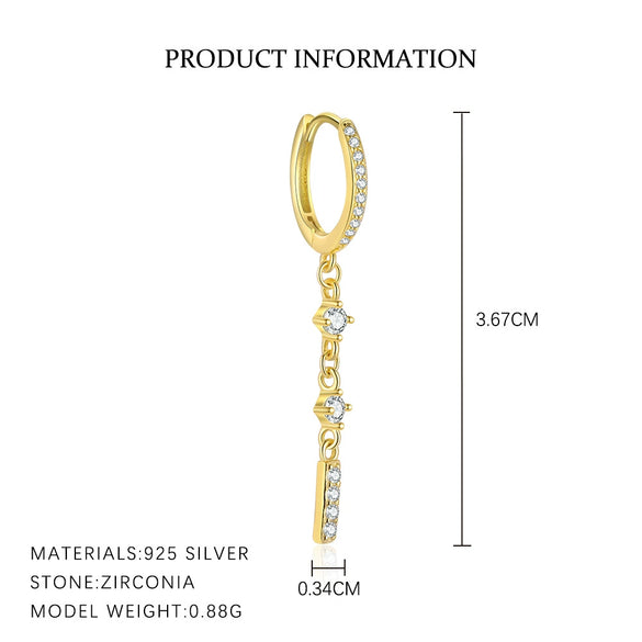 Wholesale Women's Geometric Triangle S925 Sterling Silver Earrings With Flash Diamond And Zirconia
