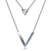 Wholesale Women's Geometric Triangle Stitching Necklace Set With Gem Inlaid In Titanium Steel
