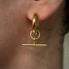 Wholesale Women's Geometric Tstick Pendant Ring Removable Stainless Steel Earrings With Electroplating
