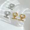 Wholesale Women's Geometric Tstick Pendant Ring Removable Stainless Steel Earrings With Electroplating
