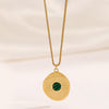 Wholesale Women's Geometric Turquoise Eyes Pendant Necklace Stainless Steel Gold Plated Box Chain