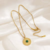 Wholesale Women's Geometric Turquoise Eyes Pendant Necklace Stainless Steel Gold Plated Box Chain