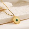 Wholesale Women's Geometric Turquoise Eyes Pendant Necklace Stainless Steel Gold Plated Box Chain