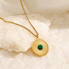 Wholesale Women's Geometric Turquoise Eyes Pendant Necklace Stainless Steel Gold Plated Box Chain
