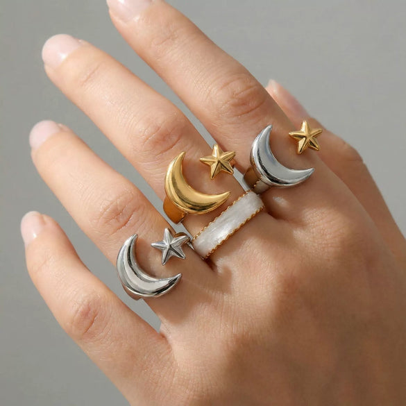 Wholesale Women's Geometric Twisted Open Stainless Steel Electroplated Ring