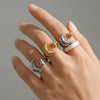 Wholesale Women's Geometric Twisted Open Stainless Steel Electroplated Ring
