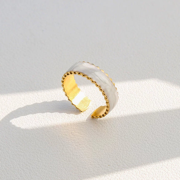 Wholesale Women's Geometric Twisted Open Stainless Steel Electroplated Ring