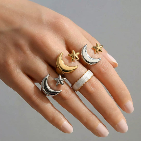 Wholesale Women's Geometric Twisted Open Stainless Steel Electroplated Ring