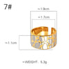 Wholesale Women's Geometric Twocolor Cobblestone Open Widefaced Ring Titanium Steel 18K Gold Plated