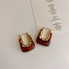 Wholesale Women's Geometric U Shaped Acrylic And Alloy Earrings With Retro Elegant Design And Electroplating Treatment