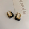 Wholesale Women's Geometric U Shaped Acrylic And Alloy Earrings With Retro Elegant Design And Electroplating Treatment