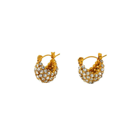 Wholesale Women's Geometric Ushape 18K Gold Plated Stainless Steel Earrings With Zircon
