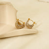 Wholesale Women's Geometric Ushape 18K Gold Plated Stainless Steel Earrings With Zircon