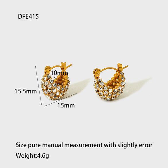 Wholesale Women's Geometric Ushape 18K Gold Plated Stainless Steel Earrings With Zircon