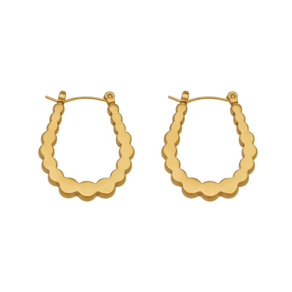 Wholesale Women's Geometric Ushaped Concaveconvex Stainless Steel 18K Gold Plated Earrings Niche Style