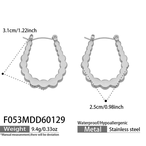 Wholesale Women's Geometric Ushaped Concaveconvex Stainless Steel 18K Gold Plated Earrings Niche Style