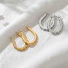 Wholesale Women's Geometric Ushaped Concaveconvex Stainless Steel 18K Gold Plated Earrings Niche Style