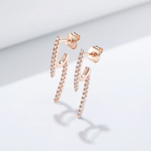 Wholesale Women's Geometric Ushaped Diamond Micro Inlaid 925 Sterling Silver Stud Earrings