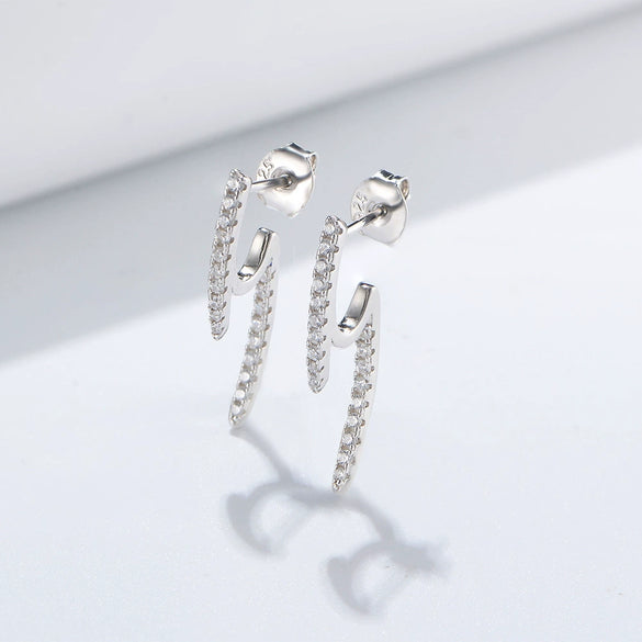 Wholesale Women's Geometric Ushaped Diamond Micro Inlaid 925 Sterling Silver Stud Earrings