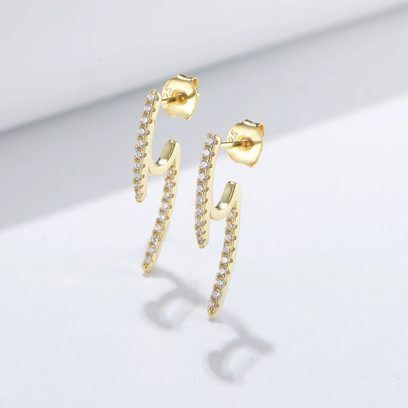 Wholesale Women's Geometric Ushaped Diamond Micro Inlaid 925 Sterling Silver Stud Earrings