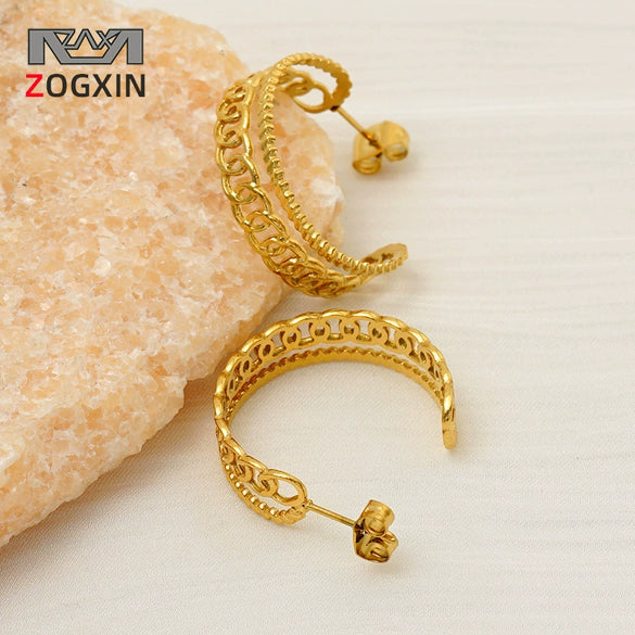 Wholesale Women's Geometric Ushaped 18K Gold Electroplated Stainless Steel Earrings Versatile Style