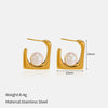 Wholesale Women's Geometric Ushaped Pearl Titanium Steel Electroplated Earrings