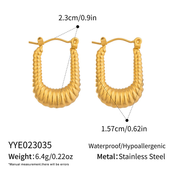 Wholesale Women's Geometric Ushaped Stainless Steel Earrings With Vacuum Real Gold Plating In Pvd Furnace And Minimalist Style