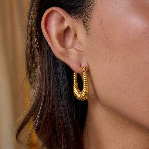 Wholesale Women's Geometric Ushaped Stainless Steel Earrings With Vacuum Real Gold Plating In Pvd Furnace And Minimalist Style