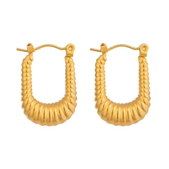 Wholesale Women's Geometric Ushaped Stainless Steel Earrings With Vacuum Real Gold Plating In Pvd Furnace And Minimalist Style
