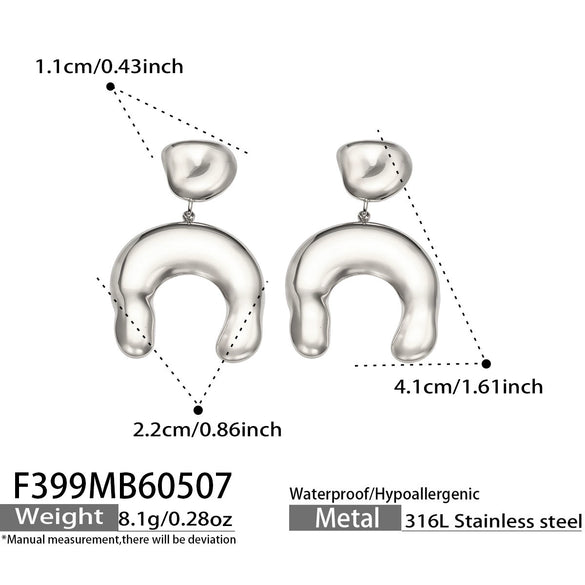 Wholesale Women's Geometric Ushaped Stainless Steel Electroplated Earrings