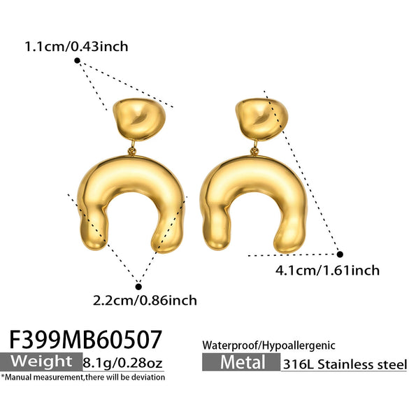 Wholesale Women's Geometric Ushaped Stainless Steel Electroplated Earrings