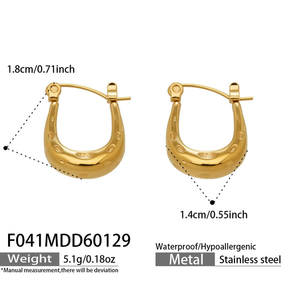 Wholesale Women's Geometric Ushaped Stainless Steel 18K Gold Plated Small Handbag Earrings With Niche Style