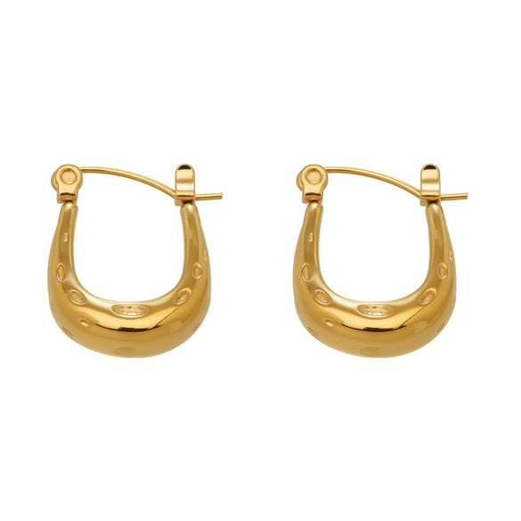 Wholesale Women's Geometric Ushaped Stainless Steel 18K Gold Plated Small Handbag Earrings With Niche Style