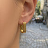Wholesale Women's Geometric Ushaped Striped Stainless Steel 18K Gold Plated Earrings