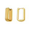 Wholesale Women's Geometric Ushaped Striped Stainless Steel 18K Gold Plated Earrings