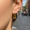 Wholesale Women's Geometric Ushaped Striped Stainless Steel 18K Gold Plated Earrings