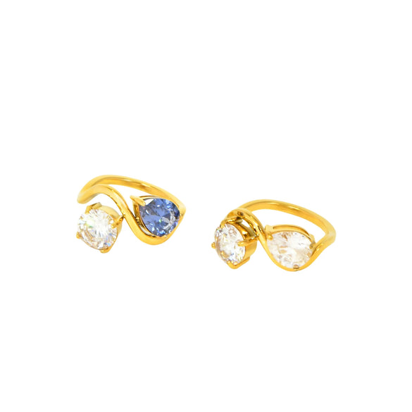 Wholesale Women's Geometric Water Drop Zircon Double Ring Titanium Steel Electroplated Jewelry Accessories