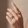 Wholesale Women's Geometric Water Drop Zircon Double Ring Titanium Steel Electroplated Jewelry Accessories