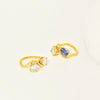 Wholesale Women's Geometric Water Drop Zircon Double Ring Titanium Steel Electroplated Jewelry Accessories