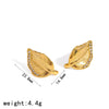 Wholesale Women's Geometric Water Dropshaped Leaf Stainless Steel Earrings With Vacuum Real Gold Plating In Pvd Furnace And Diamond Studded