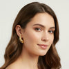 Wholesale Women's Geometric Water Dropshaped Leaf Stainless Steel Earrings With Vacuum Real Gold Plating In Pvd Furnace And Diamond Studded