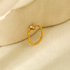 Wholesale Women's Geometric Wave Drop Shape Zircon Stainless Steel 18K Gold Plated Stacked Ring