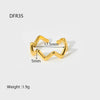 Wholesale Women's Geometric Waveshaped Stainless Steel 18K Gold Plated Open Index Finger Ring Jewelry