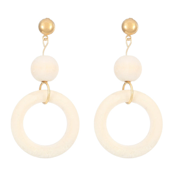 Wholesale Women's Geometric Wooden Threaded Rattan Earrings With Drop Shape And Polishing Treatment