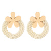 Wholesale Women's Geometric Wooden Threaded Rattan Earrings With Drop Shape And Polishing Treatment
