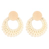 Wholesale Women's Geometric Wooden Threaded Rattan Earrings With Drop Shape And Polishing Treatment