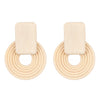 Wholesale Women's Geometric Wooden Threaded Rattan Earrings With Drop Shape And Polishing Treatment